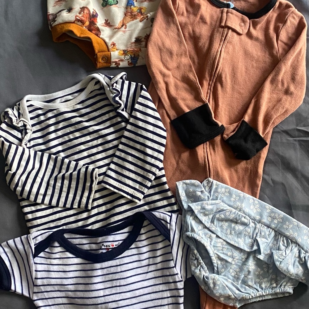 Baby Clothing Bundle with Stripes and Floral Patterns